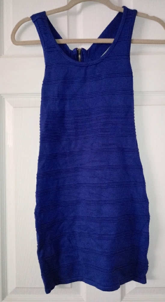 Blue mini dress with open back